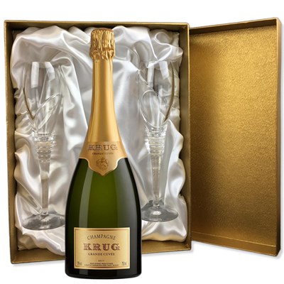 Krug Grande Cuvee Editions Champagne 75cl in Gold Presentation Set With Flutes